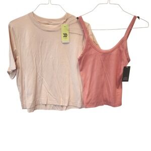 Wild Fable All In Motion Top Bundle of 2 Womens M Pink Peach Ribbed Active NWT